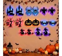 Halloween LED Silhouette Wall Lights,Halloween LED Wall Decor Lights，16pcs