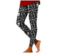 Halloween Leggings Legging Femme Compression Fitness Taille Haute Gainant Ventre Plat pour Élastique Imprimé Citrouille Chauve Souris Décontracté Pantalon Coton b-Argent XXL