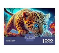 Halloween Leopard 1000 Stück Premium Jigsaw Puzzle Set Für Erwachsene Und Kinder,süßer Cub,Stress Relief Gehirn Training Spaß Gegenwart Aktivität Home Decor 52x38cm/1000pcs