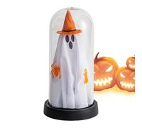 Halloween Light Up Ghost - Gothic LED Glass Cloche Figurine, Ornement d'horreur Effrayant | Accent De Maison Hantée Éclairée pour La Chambre À Coucher Cheminée Mantelle Festival De Fête De Table