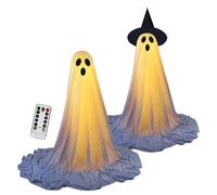 Halloween Light Up Ghost | Lumière fantôme effrayante | Statue des fantômes avec lumières chaîne télécommande | Les fantômes extérieurs s'allument décorations Debout d'halloween pour Jardin et Cour