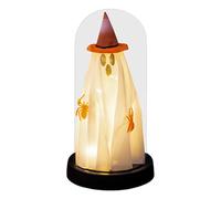 Halloween Light Up Ghost, Spooky Table Decor in Glass Cloche, Lighted Horror Desktop Ornament, Eerie Home Accent for Kitchen, Escape Room, Party, Bedroom, Festival, Haunted House Display
