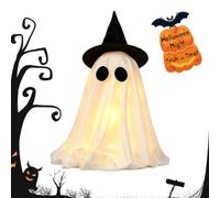 Halloween Light-Up Ghosts Decorations with Witch Hats, Table Decor (B-1) | Warm LED Glow, Cute Witch Hat Style, Compact Tabletop Display, Indoor Party Accent, Easy Seasonal Setup