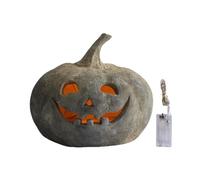 Halloween Light Up Jack O Lantern, Pumpkin Spooky Pumpkin Light Halloween décorations, résine Round Pumpkin éclairée avec colère/Smile Face, pour Porche, fête, Porte d'entrée, Foyer décorations