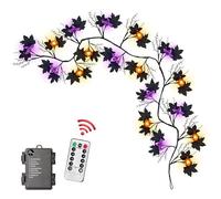 Halloween Lights - Halloween Pumpkin Light | Garland Avec Une Corde De Orange | Lumière De Chauve-souris | 8 Modes De Chaîne De Scintillement Jumelles Imperméables À Base Batterie Pour Déco