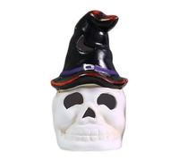 Halloween Lights Ornament - Handheld Jack Lantern, Spooky Gothic Decor | Ceramic Creux Lighted Skull Ornaments, Halloweens Haunted House Accent Lighting, Glowing Party Decoration