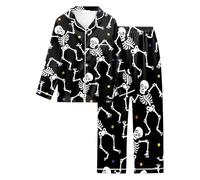 Halloween Lingerie sans Entrejambe Noire pour Femmes Ensemble imprimé | Pyjamas Confortables Les fêtes Body Transparent(Le Noir,XXL)