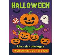 Halloween - Livre de coloriages pour enfants de 4 à 8 ans: Grand format pour ce carnet aux décors effrayants - Idéal vacances de la Toussaint