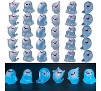 Halloween Luminous Mini Resin Cute Miniature Ghost,Figurines Glow in The Dark Small Spooky Decorative Ornaments,Outdoor Miniature Landscape Statue for Party,Tabletop Decoration (30)
