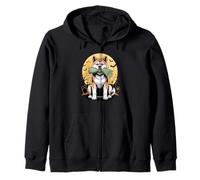 Halloween Lune Zombie Main Japanese Akita Inu Sweat à Capuche