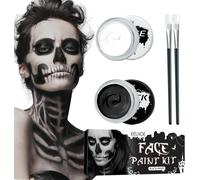 Halloween Maquillage Noir Blanc, Kit De Maquillage Visage Crâne, Peinture Visage Pour Enfants, Kit De Maquillage Théâtre Vampire Monstre Sfx Maquillage