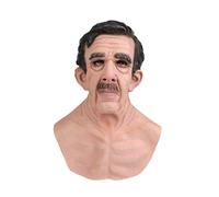 Halloween Masque de vieil homme Masque de visage humain réaliste Masque de latex effrayant Halloween Cosplay Costume Jeux de fête Props (L)