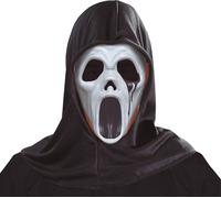 Halloween Masque Fantôme Capuche Masque d'épouvante Horreur Costume Fantôme Eerie Visage Scream Mystérieux Ombre Sombre, Couleur : Blanc