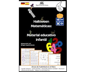 Halloween Matemáticas: Material educativo infantil: Números del 1 al 5: contar, escribir, asociar y reconocer formas - Bilingüe: Alemán-Español