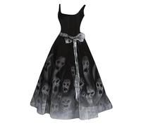 Halloween MéDiéVal Robe Maxi pour Femmes - Sans Manches, éPaule Froide, Steampunk, Corset Victorien - Bloody Imprimer VêTements Gothiques - Party
