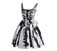 Halloween MéDiéVal Robe Maxi pour Femmes - Sans Manches, éPaule Froide, Steampunk, Corset Victorien - Bloody Imprimer VêTements Gothiques - Party