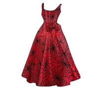 Halloween MéDiéVal Robe Maxi pour Femmes - Sans Manches, éPaule Froide, Steampunk, Corset Victorien - Imprimé Sanglant - VêTements Gothiques pour Fête d'Halloween