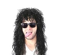 Halloween Men Wig 80s Wig For Men, Punk Rock Wigs Halloween Men Wig Long Curly, Heavy Metal Rocker Wig pour Halloween Costume Party