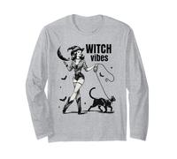 Halloween mignon cowgirl et chat sorcière vibes vintage rétro Manche Longue