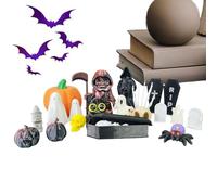 Halloween Miniatures, 20 Pieces Halloween Decor Pumpkin Ghost Figurines Sets, Skull Statue Small Home Decoration for Holiday Birthday House Living Room, 14x14x5cm