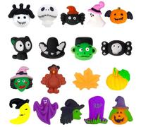 Halloween Mochi Squishy Kawaii Toy,18 Pièces Mini Jouets Squeezie Doux Squishy Citrouille Chauve-Souris Jouet,Fidget Toys Anti Stress pour Enfants,Cadeaux de Anniversaire Remplissage de Sacs