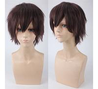 Halloween Mode Fête de Noël Dress Up Perruque Cos Perruque Juvenile Reverse Warped Short Hair Color Universal Men's Wig Cosplay Anime Wig Couleur: Pl-002-17# Dark