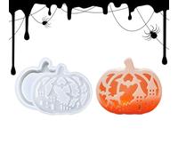 Halloween Molds, Silicone Resin Molds, Pumpkin Mold, Festive Lamp and Tealight Shapes, Flexible Casting Craft Tools, Ideal for Epoxy Wax Plaster Table Decor Centerpieces Use