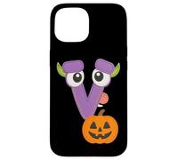 Halloween Monster Lettre V Citrouille Fun Coque pour iPhone 15