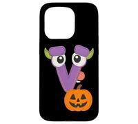 Halloween Monster Lettre V Citrouille Fun Coque pour iPhone 15 Pro