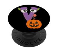 Halloween Monster Lettre V Citrouille Fun PopSockets PopGrip Adhésif