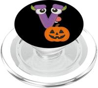 Halloween Monster Lettre V Citrouille Fun PopSockets PopGrip pour MagSafe