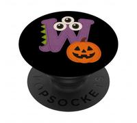 Halloween Monster Lettre W avec Citrouille PopSockets PopGrip Adhésif