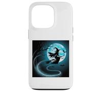 Halloween Moon Blue Witch Effrayant Nuit Amusante Coque pour iPhone 13 Pro