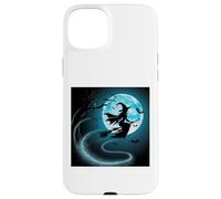 Halloween Moon Blue Witch Effrayant Nuit Amusante Coque pour iPhone 15 Plus