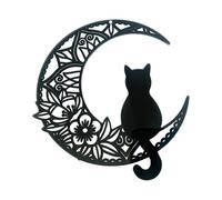 Halloween Moon Cat Wreath with Rose, Black Halloween Wreath for Front Door, Gothic Wreath, Garlands for Window, Wall, Party, Home Decoration