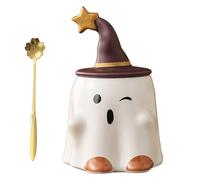 Halloween Mug with Adorable Ghostface Design - Ceramic Ghost Coffee Mug Featuring Purple Wizard Hat, Perfect Cute Gifts for Family & Friends During Halloween Season (#1)