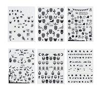 Halloween Nail Art Stickers Glow in the Dark Nail Seccules 3D auto-adhésifs autocollants fluorescents Skull Spider Witch Ghost Pumpkin Bat Snake Design for Women and Girls DIY acrylique art 6pcs