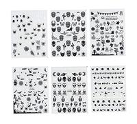 Halloween Nail Art Stickers Glow in the Dark Nail Seccules 3D auto-adhésifs autocollants fluorescents Skull Spider Witch Ghost Pumpkin Bat Snake Design For DIY Acrylique Art 6pcs, Halloween
