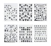 Halloween Nail Art Stickers Glow in the Dark Nail Secrals 3D Auto-adhésif Fluorescent Nail Stickers Skull Spider Witch Ghost Pumpkin Bat Snake Nail Design 6pcs for Halloween Costumes