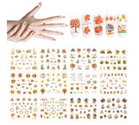 Halloween Nail Autocollants, autocollants à ongles d'automne feuilles de l'érable Pumpkin Turquie Nail Art Stickers Thathgiving Water Transfer Nail Decorations, 12 feuilles/ensemble