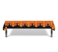 Halloween Nappe Plastique Rectangulaire Anti Tache,130*220cm Orange Chauve Souris Nappe de Table Rectangulaire Imperméables Extensible,pour Décoration Table Terrasse,Fournitures Halloween Fête