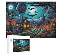 Halloween Night in The Haunted Village Puzzle en Bois, 500 pièces