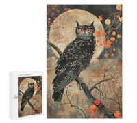 Halloween Night Owl Art Print Puzzle 1000 Pièces Educa Jouet en Bois Cadeau Unique Décoration Intérieure Jeu Éducatif Challenge Toy Adultes Et Enfants À Partir De 14 Ans 1000 PCS
