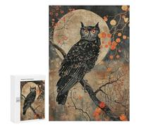 Halloween Night Owl Art Print Puzzle 1000 Pièces Educa Jouet en Bois Cadeau Unique Décoration Intérieure Jeu Éducatif Challenge Toy Adultes Et Enfants À Partir De 14 Ans 300 PCS