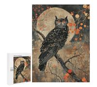 Halloween Night Owl Art Print Puzzle 1000 Pièces Educa Jouet en Bois Cadeau Unique Décoration Intérieure Jeu Éducatif Challenge Toy Adultes Et Enfants À Partir De 14 Ans 500 PCS