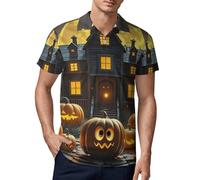 Halloween Night - Polo hawaïen léger à manches courtes pour homme, coupe classique, pour la plage, Style :, Taille L
