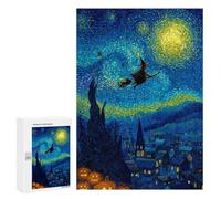 Halloween Night Sky Art Print Puzzle 1000 Pièces Educa Jouet en Bois Cadeau Unique Décoration Intérieure Jeu Éducatif Challenge Toy Adultes Et Enfants À Partir De 14 Ans 300 PCS