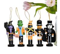 Halloween Nutcracker Ornament, 5 Piece Wooden Set, Trees Party Decors