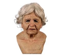 Halloween Old Man Cover Face - LATEX réaliste Old Man | Visage de ride respirant en latex | Cheveux blancs et barbe Olds Maan | Outils de cosplay de visage de rides pour les décorations de couverture