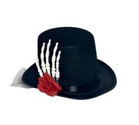 Halloween OP Noir Style Gothique fête de Vacances Squelette Simulation Rose Chapeau Gentleman Rouge Taille(Le Noir,Taille Unique)